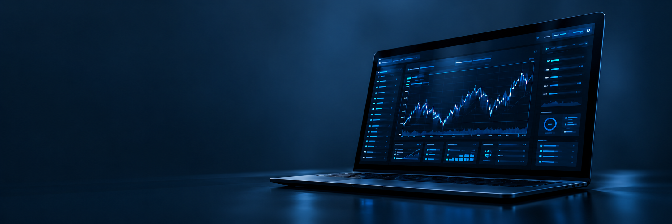 Illustrative financial analysis dashboard on a laptop